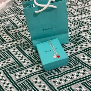 Tiffany & Co. Silver Necklace With Teal Heart Charm